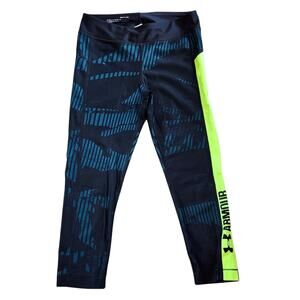 Under Armour Womens Capri Compression Legging Size S Black Green Heatgear